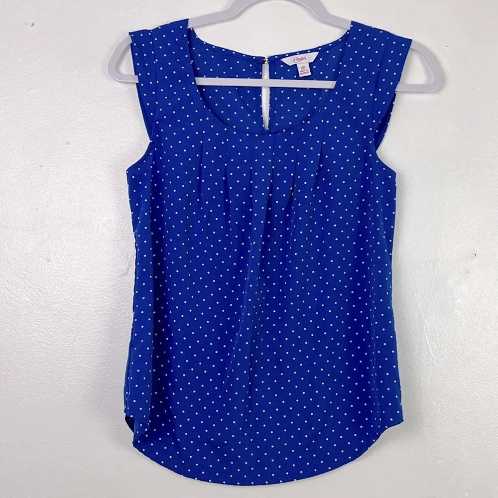 Candie’s Women’s XS Polka Dot Sleeveless Blouse‎